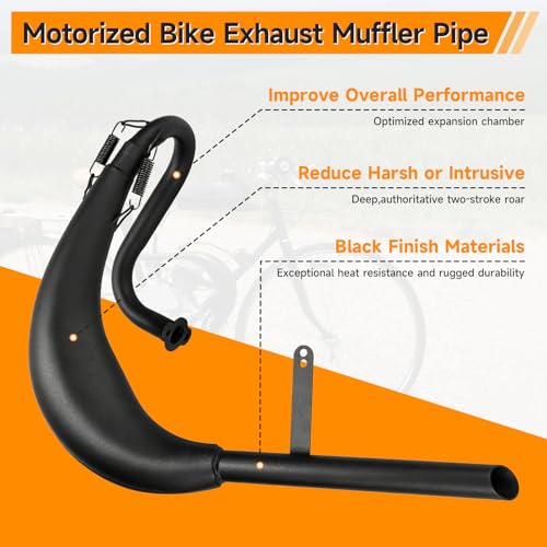 FVRITO Expansion Chamber Exhaust Pipe Muffler for YD100 Motorized Bicycle - color: New-Black
