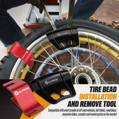 Motorcycle Tire Changing Tool Kit, Double Hole, Black & Red, 4 Pcs - color: Black & Red