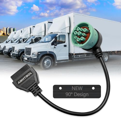 J1939 9 Pin OBD2 Adapter Cable,Truck 9 Pin to OBD2 16 Pin Connector - style: NEW J1939 9pin 90°