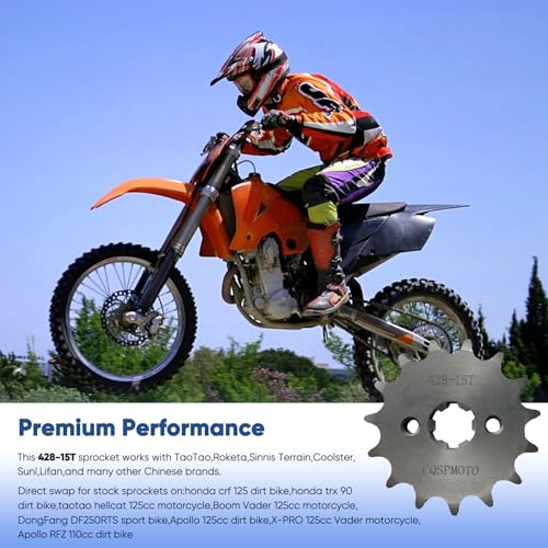 428 15T 17mm Motorcycle Front Engine Sprocket for 50cc 70cc 110cc 125cc 140cc 160cc TaoTao Roketa Coolster Honda Sunl Lifan Chinese ATV Quad Dirt Bike 4 Wheeler Moped Go Kart - color: 428-15T