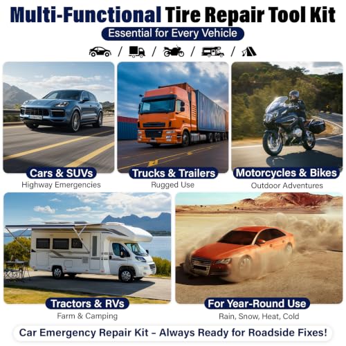 BURMONG 80Pcs Tire Repair Rubber Nails Kit with 4 Sizes,for Car,Motorcycle,