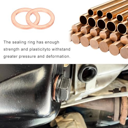 20 PCS Oil Drain Plug Gasket, 14mm Copper Crush Washer Coolant Seal Ring Replacement, Automotive Sealing Gaskets Compatible with OEM PN Part 007603-014106, Car Accessories - color: 20PCS