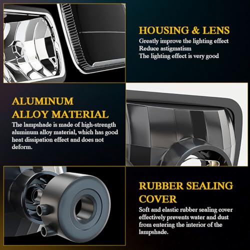 H6054 5x7 7x6 Led Headlights for Off-road, 6000K White High Brightness Headlamp, DOT Approved High Low Sealed Beam, 9003/H4 Light Bulbs with H6054 Glass LED Headlight Housing