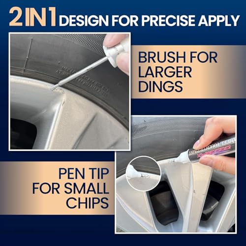 Silver Rim Touch Up Paint, Chrome Wheel Scratch & Curb Rash Repair Pen Kit - color: No. 03 Light Silver
