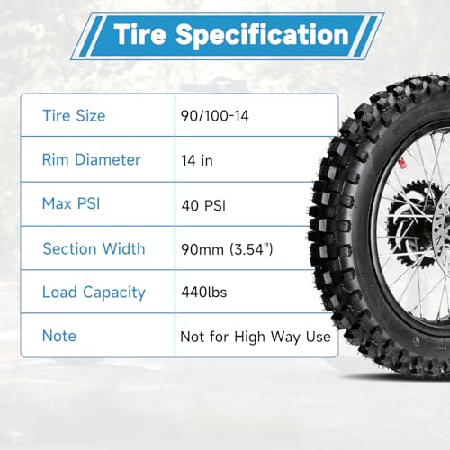 EOPOAYI 14" Wheel Rim 90/100-14 3.00-14 Rear Tire Assembly Compatible with 125cc 150cc Apollo TTR125 SSR KLX125 RM80 TaoTao DB17 Off Road Pit Dirt Bike Parts Brake Rotor 428 Chain 41T Sprocket - size: 14" Wheel with Rim+ Brake Disc + Sprocket