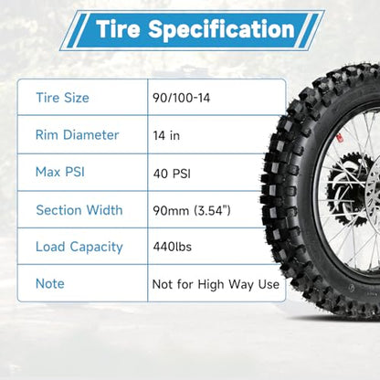 EOPOAYI 14" Wheel Rim 90/100-14 3.00-14 Rear Tire Assembly Compatible with 125cc 150cc Apollo TTR125 SSR KLX125 RM80 TaoTao DB17 Off Road Pit Dirt Bike Parts Brake Rotor 428 Chain 41T Sprocket - size: 14" Wheel with Rim+ Brake Disc + Sprocket
