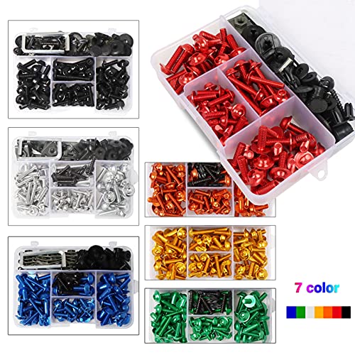 Worldmotop Fairing Bolt Kit Screws Fasteners Universal Compatible with Yamaha Honda Kawasaki Suzuki BMW,Fairing Bolt Kits Metric Bolts and Nuts Kit(Yellow) - color: yellow