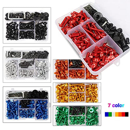 Worldmotop Fairing Bolt Kit Screws Fasteners Universal Compatible with Yamaha Honda Kawasaki Suzuki BMW,Fairing Bolt Kits Metric Bolts and Nuts Kit(Yellow) - color: yellow