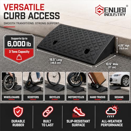 Curb Ramp Portable Lightweight Heavy Duty Plastic Threshold Ramp for Driveway, Loading Dock, Sidewalk, Car, Scooter, Bike, Motorcycle - size: 4.25" 1PCS