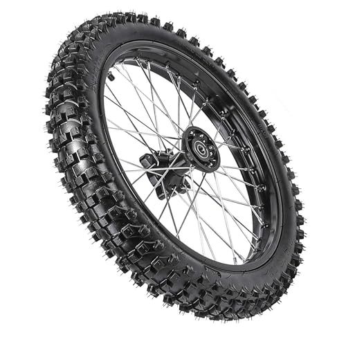 Dirt Bike 17/14 Wheel Combo Set with Tires & Tubes – 70/100-17 Front & 90/100-14 Rear Steel Rims, 12mm Axle Conversion for 110cc 125cc 140cc 150cc 160cc Pit Bikes Motocross Trail Bike Monkey