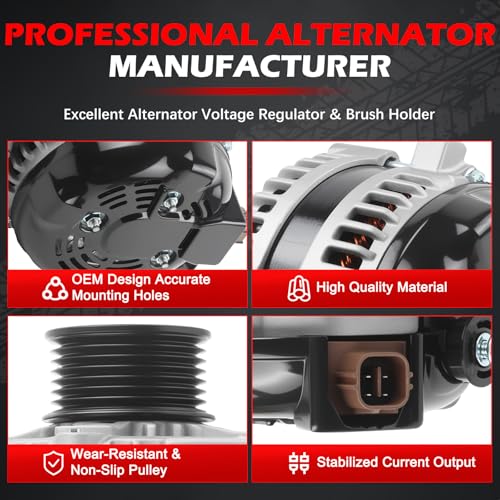 11139 Alternator 130Amp 12V for Tacoma V6 4.0L 2005-2015, 4Runner 2003-2009 V6 4.0L, High Output Alternator OE 270600P010, 270600P020, 270600P02084, 124325123, 1042103470, 13984, 11129 - size: 11139 | 130A
