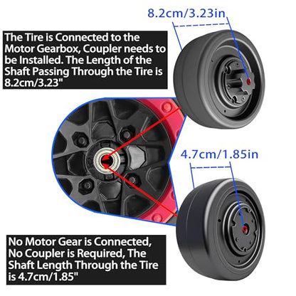 2 Pack 21CM/8.5'' PU Solid EVA Foam Tire for Power Wheels Go Kart Upgrade,1.2CM/0.47in Aperture Front/Rear Wheel for Car/SUV/UTV/ATV/Go Kart Replacement Parts,Free Coupler (8.5in Tires) - size: 8.5in