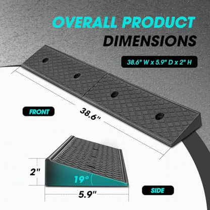 DNA Motoring 2pcs 2.1" Rise Rubber Curb Ramp Heavy Duty Loading Driveway Ramp Threshold Ramps 38.6" W x 5.9" D x 2.1" H for Loading Dock, Warehouse, Motorcycles, Cars, TOOLS-00643 - style: 2.1 in 2pcs