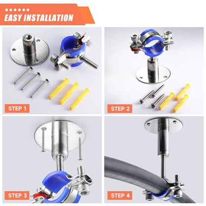 6PCS 304 Stainless Steel Wall Mount Ceiling Mount Pipe Supports,Suitable for OD Pipe 15-19mm,Adjustable Height 20-40mm,Adjustable Pipe Strap Clamp with Screws - color: Adjustable Height 20-40mm, style: 15-19mm
