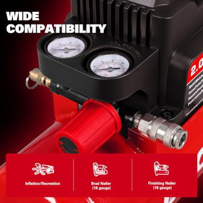 ECOMAX Air Compressor, 2 Gallon Portable Air Compressor 125 PSI Oil-Free Light Weight with 10 PCS Accessory Kit