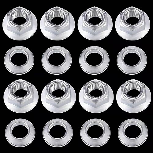 M10x1.25 ATV Locking Lug Nuts Set for Yamaha Blaster Banshee Raptor Warrior YFZ450 YFZ660 Kawasaki 400 Suzuki 400 - style: 8x M10 Flange Lug Nuts and 8X special tapered adaptors