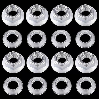 M10x1.25 ATV Locking Lug Nuts Set for Yamaha Blaster Banshee Raptor Warrior YFZ450 YFZ660 Kawasaki 400 Suzuki 400 - style: 8x M10 Flange Lug Nuts and 8X special tapered adaptors