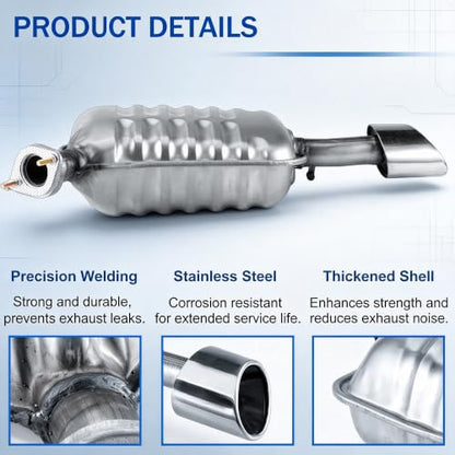 Stainless Steel Exhaust Muffler for 2011-2014 Hyundai Sonata 2.0L 2.4L HS08 - size: 11-14 Hyundai Sonata Left