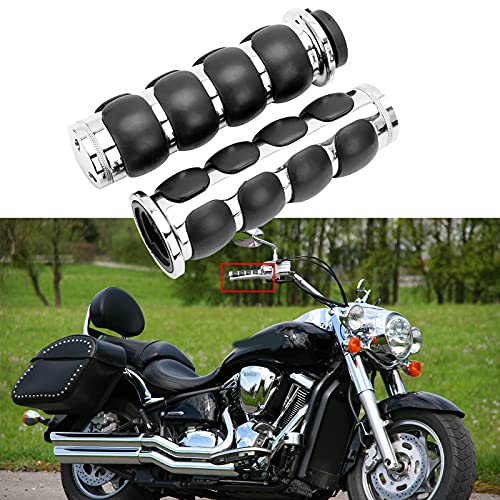 Pair of 1" Dual Chrome Motorcycle Bar End Hand Grips Handlebar Compatible with Cruisers Harley Yamaha Suzuki - color: Chrome#1