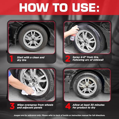 Black Magic BC23220 Tire Wet Spray, 14.5 Oz. - Weather and Rinse-Resistant Formula That Leaves Tires Looking Wet, Black and Glossy With Just One Spray - size: 14.5 Fl Oz (Pack of 1), style: High Gloss Shine