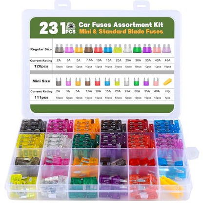 231 Pcs Standard Blade Fuses Kit Car Fuse Assortment Kit RV Fuses - size: 231PCS