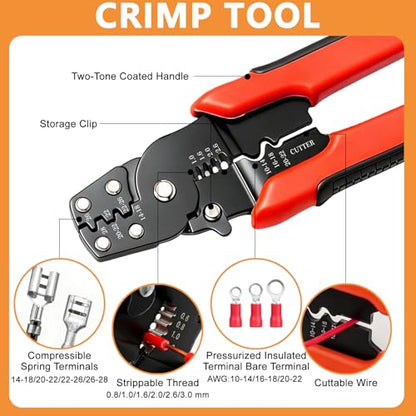 988Pcs Automotive Electrical Connectors Kit, 28 Types Electrical Terminal Pins Kit with Crimp Tool, Relay Fuse Remover & Car Disassembly Tool, Male/Female Wire Terminals for Professional Auto Repair