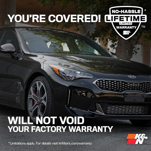 K&N Cold Air Intake System: High-Flow Air Filter, Increase Performance & Acceleration: Compatible with 2018-2025 Genesis/Kia G70, Stinger, 69-5318TS