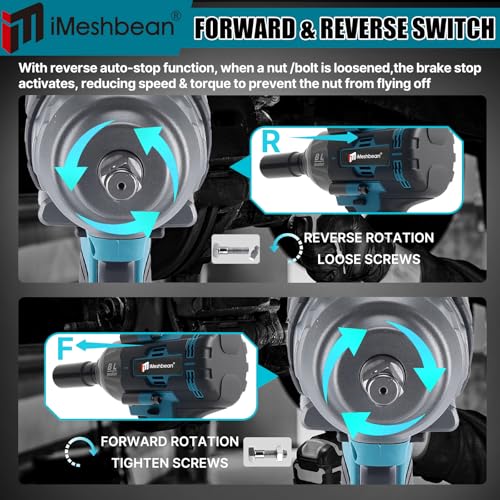 iMeshbean Cordless Impact Wrench,2000Nm(1549ft-lbs) High Torque 1/2" Brushless Impact Gun,21V Power Impact Driver Variable Speeds with 2 x 5.5Ah Battery for Heavy Duty Car Tire Truck Mower, RV