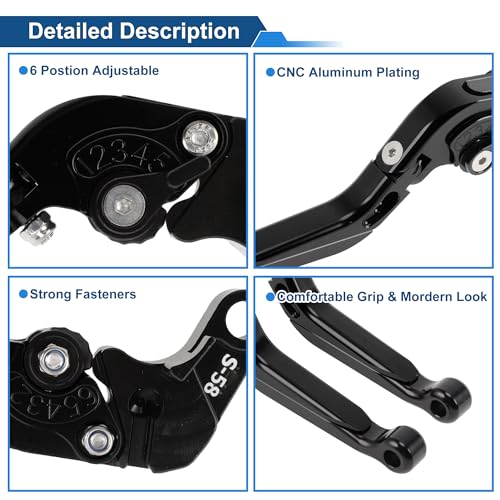 Brake Clutch Levers for Suzuki GSXR600 06-25 1 Pair Black - color: Solid Black