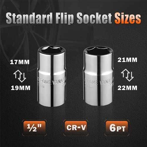 Extendable Lug Wrench with Flip Sockets, 4-in-1 Tire Tool Set - size: 20.7in(17/19mm,21/22mm)