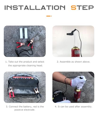 SCUARI 4PCS Automotive Fuel Injector Cleaning Kit,Car Accessories Fuel Injector Flush Cleaner Adapter DIY Cleaning Tool Kit with Test Lead,Suitable for Any 12-24V Car,Motorcycle,Electric Car,ATV