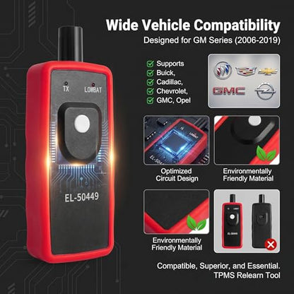 1 PC TPMS Relearn Reset Tool, Tire Pressure Sensor Programming Tool EL-50449, TPMS Reset Device for Sensor Activation, Compatible with Ford Lincoln Mercury (Black)