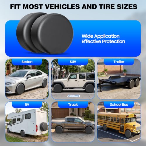 Moonet Thickened PVC Leather Tire Cover,Black 4-Pack, Universal Fit 24-26" - color: Black 4 Pack, size: S for Tire Diameter 24-26inch