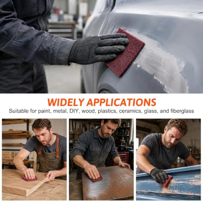 12 Pack 6" x 9" General Purpose Scuff Pads – 120 240 400 1000 Grit– Thick Design Hand Automotive Sanding Pads for Scuffing, Paint Prep, Auto Body & Woodworking - color: Mix*12pcs