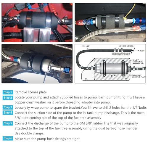 Inline Fuel Pump for Yamaha Outboard F200 F225 F250 F300 F350 F425 F450 2006-2016 Replaces # 6CB-24410-01-00