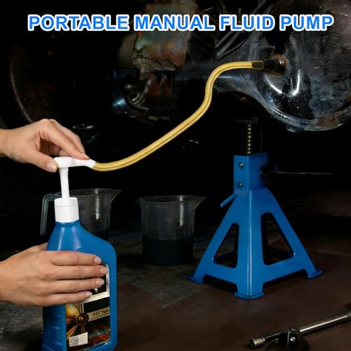 Fluid Pump for Standard Quart Bottles, 8cc Per Stroke, Premium Transmission Fluid Pump with 3rd Hand Adapter and Flexible Tube, Transfer Gear Oil, Transmission & Differential Fluid (28mm)