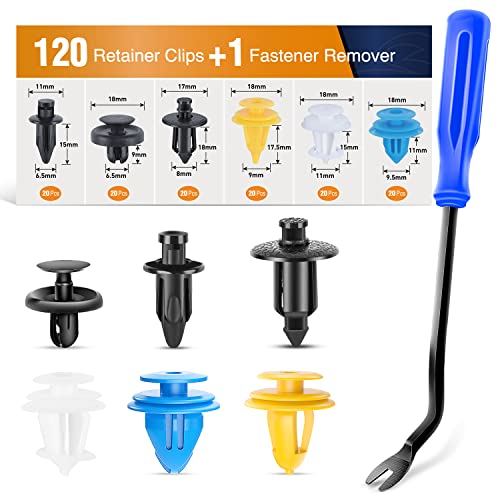 GOOACC 120PCS Car Bumper Retainer Clips & Fasteners Rivet Kit for Toyota - color: 120 Pcs Mixed Size Clips + 1 Remover