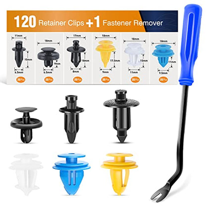 GOOACC 120PCS Car Bumper Retainer Clips & Fasteners Rivet Kit for Toyota - color: 120 Pcs Mixed Size Clips + 1 Remover