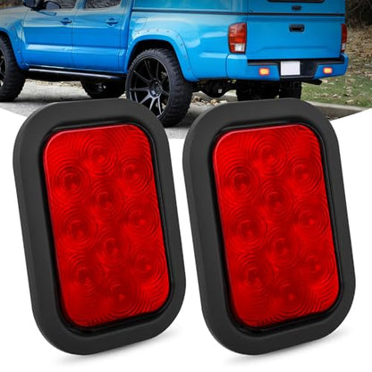 Nilight 5" X 3" Rectangular Trailer Tail Light 2 PCS Red 10 LED - color: 2Pcs Red 10Led Lights 5x3Inch