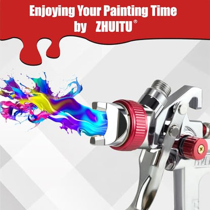 HVLP Air Spray Gun with 1.4/1.7/2mm Nozzles Air Compressor Regulator Paint Gun Kit 1000cc Capacity Cup Air Spray Paint Gun for Car Primer Painting,Furniture Spraying,Wall Painting,Base Coatings
