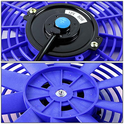 Auto Dynasty 2Pc 10" Universal 12V Electric Radiator Cooling Fan Kit, Blue - color: Blue, size: 10 Inch No Thermostat Wiring Switch Relay Kit