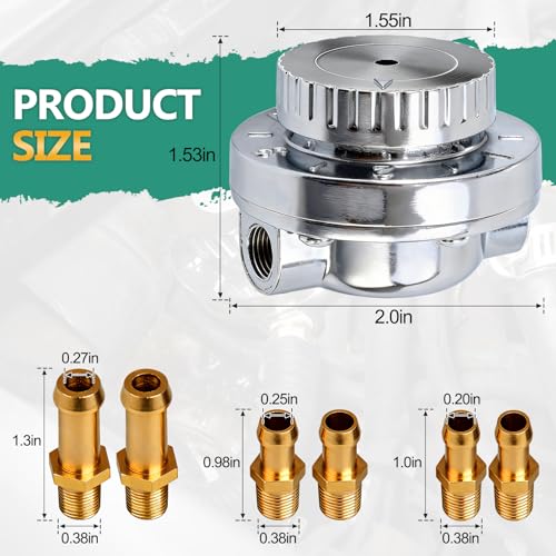 1-5 PSI Carb Fuel Pressure Regulator Kit Universal Adjustable for Carburetor Engine with 1/4 5/16 3/8 Fittings FPR