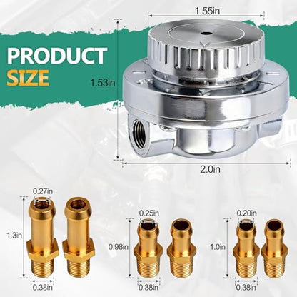 1-5 PSI Carb Fuel Pressure Regulator Kit Universal Adjustable for Carburetor Engine with 1/4 5/16 3/8 Fittings FPR