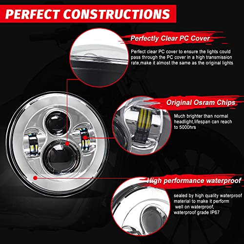 Classic Chrome 7 Inch LED Headlight & 4.5 Inch Fog Lights with Turn Signals, Headlamp Kit with Mounting Ring and 2 Adapter Harnesses Compatible with Harley Road King Electra Glide Ultra| DOT Certified - color: Chrome