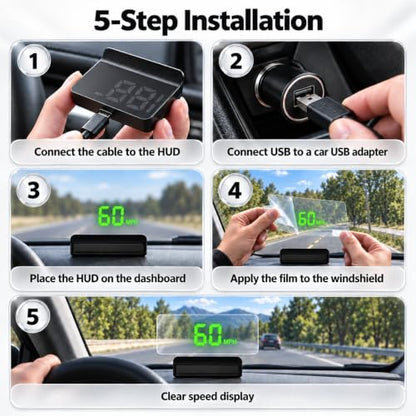 Heads up Display for Cars, Car HUD, GPS Speedometer,Head up Display for Car - color: Green