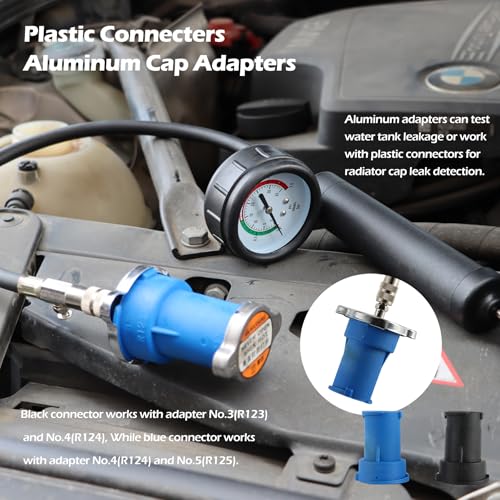 Coolant Pressure Tester Kit – Radiator System Leak Detector & Cooling Test Tool with Tesla, Porsche Adapter (27-Piece) (Nylon)