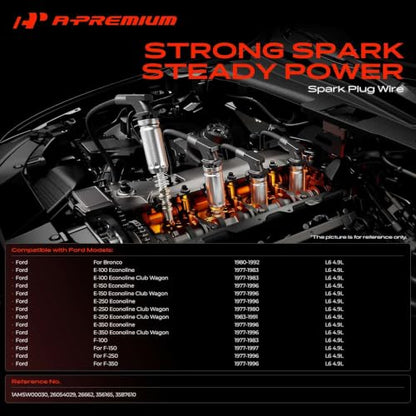 A-Premium Spark Plug Wires Set of 8 Compatible with Ford