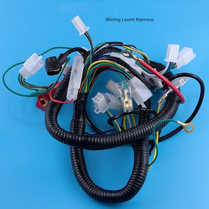 Set of 8 Complete Wiring Harness CDI Ignition Coil Solenoid Relay Spark Plug Kits Replacement Parts Fit for Most 150CC 200CC 250CC Chinese Made ATV Go Kart Quad 4 Wheeler Dirt Pit Bikes.