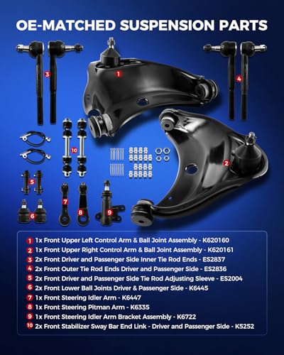 KAX 15pcs Front Upper Control Arms Suspension Kit for Chevy C1500 1993-1999 - size: Chevrolet C1500 1993-1999
