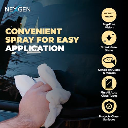 Nexgen Anti-Fog Spray (4oz) - Invisible Protective Coating - Instant Car Detailing for Streak-Free, Crystal Clear Finish - Car Cleaning Supplies - Ideal for Windshields, Mirrors, Helmets & More